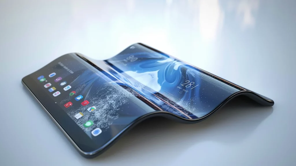 Thin AMOLED panel on flexible smartphone