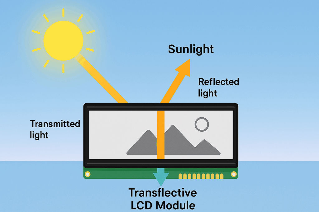Semi-reflective LCD module in sunlight